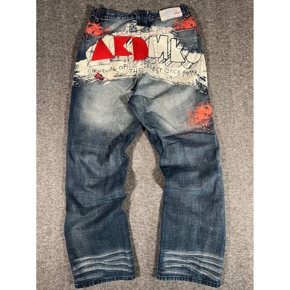 Vintage Akademiks Jeanius Level Products Jeans 32 Mens Y2K Streetwear Graphic